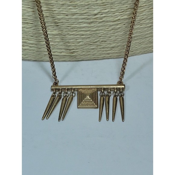Banana Republic Necklace Gold Tone Spike Long Cable Etruscan Revival Spike - Picture 7 of 8